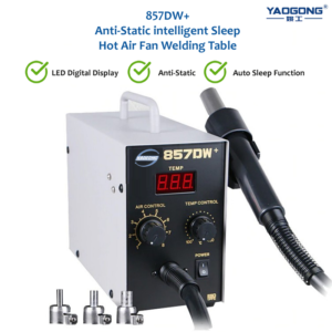 yaogong 857dw+ hot air smd rework station adjustable for mobile phone electronic repair tool hot air gun soldering station