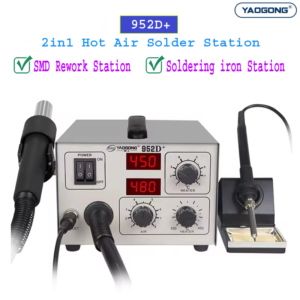 yaogong 952d+ 2 in 1 smd rework station & soldering iron station double feature hot air gun solder welding machine