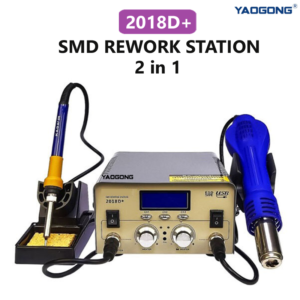 yaogong 2018d+ 2 in 1 smd rework station with soldering iron station double feature hot air gun solder welding station