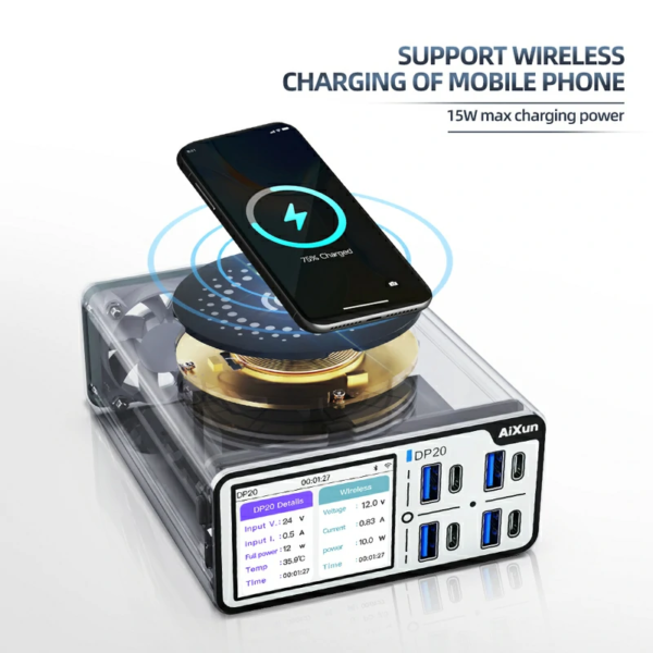 Aixun DP20 Desktop Smart Fast Charger for iPhone Android PD QC USB Fast Charging Station IPS HD Display - Image 2