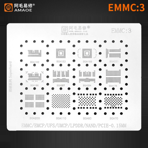 Amaoe EMMC 3 BGA Stenci