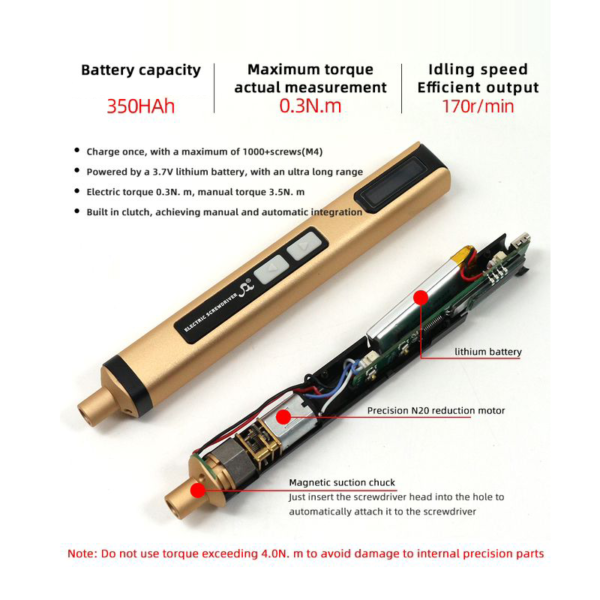 SW-2270C 50Pcs Electric Screwdriver Set LCD Display Type-C Charging Magnetic Tips With 2 LED Lights - Image 9