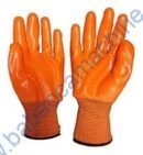 Rubber coated cotton hand gloves one pair orange
