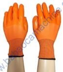Rubber coated cotton hand gloves one pair orange