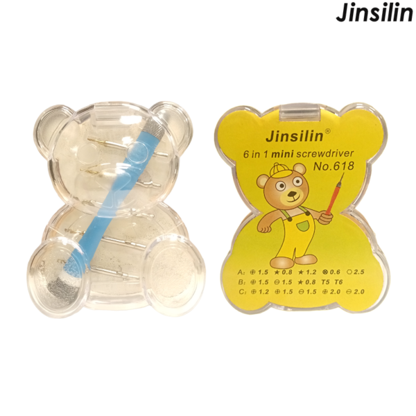 Jinsilin 6 in 1 Mini Screwdriver No. 618 For Mobile Phone Repairing Tool (1.5, 0.8, 1.2, 0.6, 2.5) - Image 3