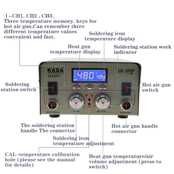 KADA 2018D+ SMD Rework Station With Soldering iron Station - Image 5