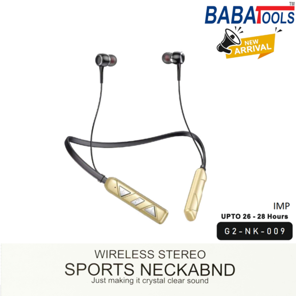 BabaTools NK-009 Wireless Stereo Sports Earphone Neckband High Bass & High Definition Sound Quality