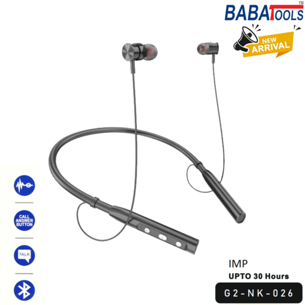 BabaTools NK-026 Wireless Earphone Bluetooth Neckband Extra Bass Bluetooth Neckband 36 Hours Playtime