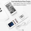 YC-CDA23W Smart Universal 8 Port USB Charger With Wireless Charger Station