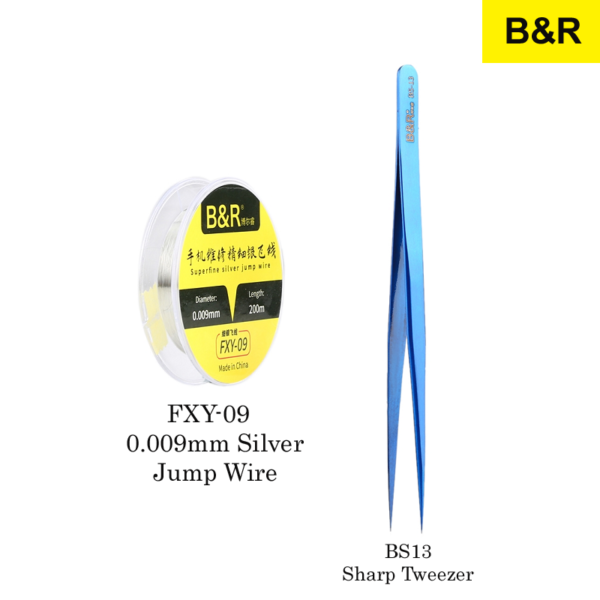 B&R FT-02 Superfine Silver Jump Wire 0.009mm 200m With BS-11 Tweezer - Image 2