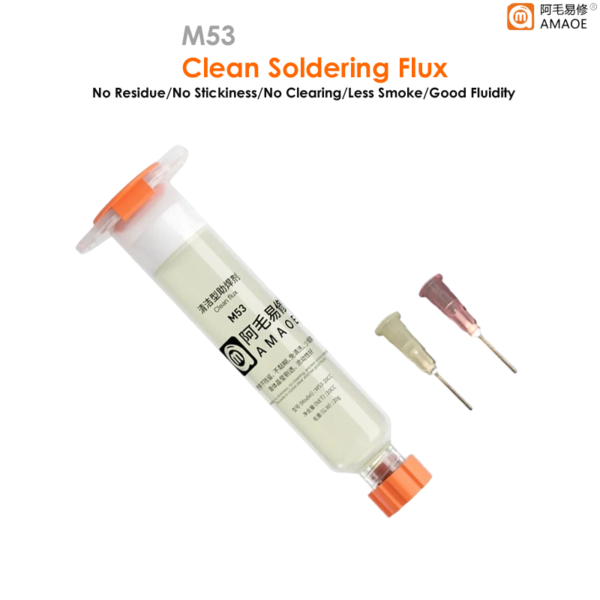 AMAOE M53 Clean Solder Flux 10cc Syringe Soldering Paste Welding Flux Oil With 2 Needle