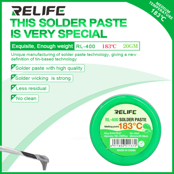 Relife RL-400 Solder Paste 20Gm Melting Point 183°C