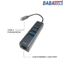 Babatools 809C USB 3.0 To USB HUB LAN Adapter 3 Ports USB 3.0 HUB Network Card USB to RJ45 LAN Ethernet Adapter for Macbook PC Laptop USB HUB