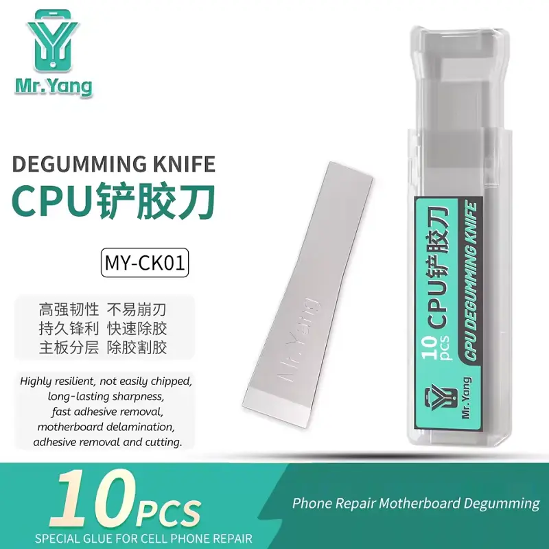 YCS Mr.Yang MY-CK01 CPU Degumming Knife Blade For Tablets Phones PCB CPU IC Glue Removal Blade 10Pcs