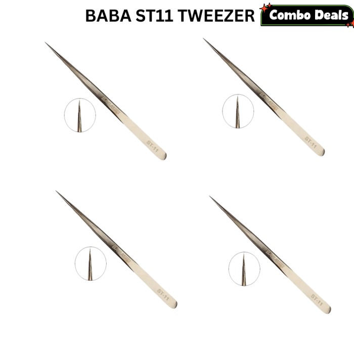 Pack of 4 Baba Tools ST11 High Precision SMD Tweezers