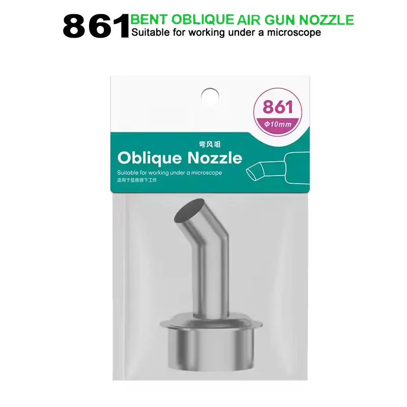 SMD 861 Series 10mm Oblique Nozzle Stainless Steel Electronic Rework Station Repair Nozzle