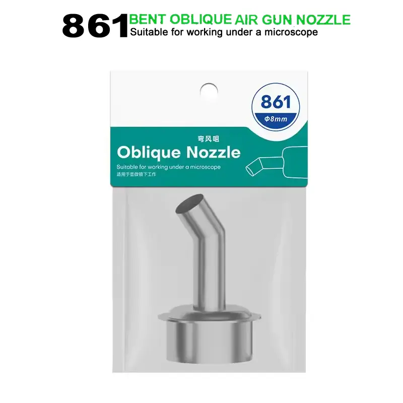 SMD 861 Series 8mm Oblique Nozzle Stainless Steel Electronic Rework Station Repair Nozzle